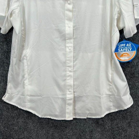 Miller Lite Women's Columbia Tamiami II Omni Shade UPF 40 SS Shirt XL White NWT - Picture 6 of 14
